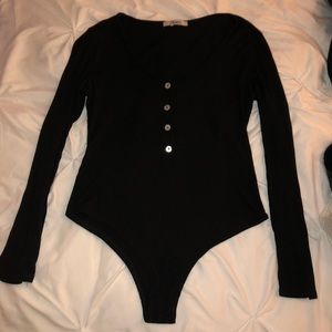 Black button up body suit